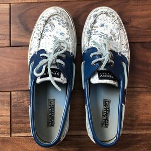 Sperry Top Siders with sequined mermaid print